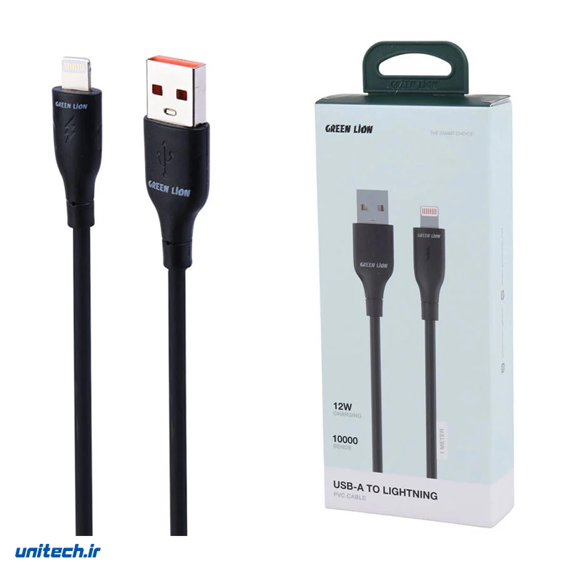 کابل آیفونی فست شارژ  گرین لاین مدل GNPVCUSALGBK QC 12W 1m3